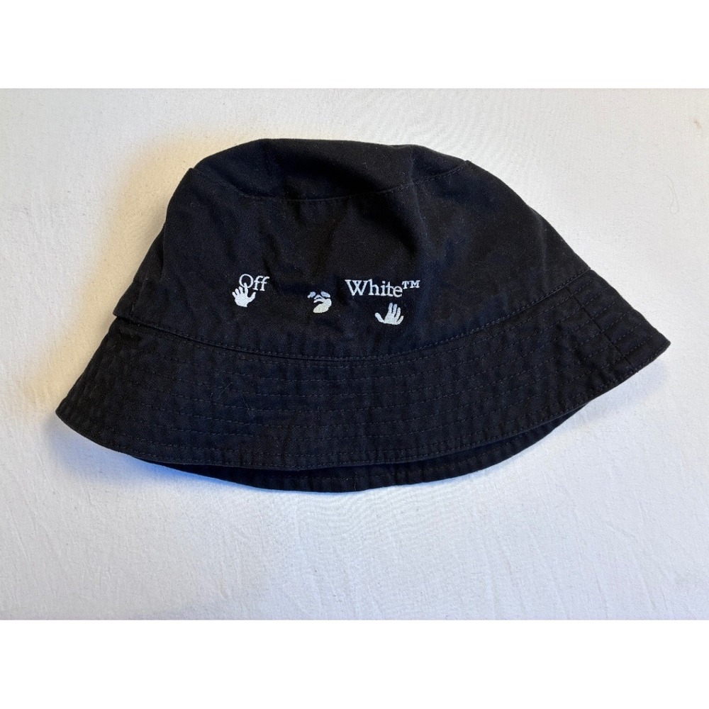 Off-White Black Embroidered Swimming Bucket Hat Cotton Twill One Size Permanent